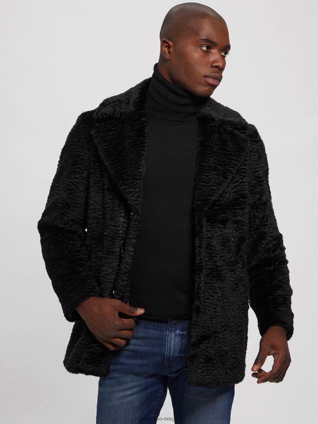 Guess kolsvart astrakhan-frakk i fuskepels kulsvart menn F0LJ8010574