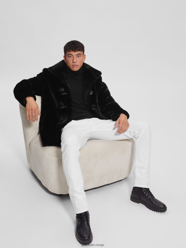 Guess koselig duffle coat i fuskepels kulsort kulsvart menn F0LJ8010359