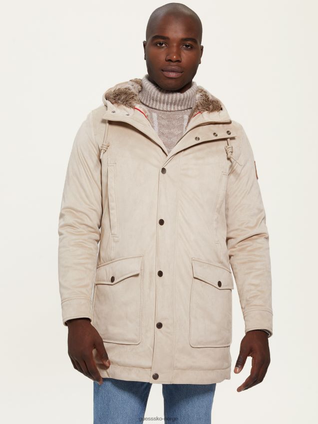 Guess pasadena stein imitert semsket skinn og shearling frakk pasadena stein menn F0LJ8010562