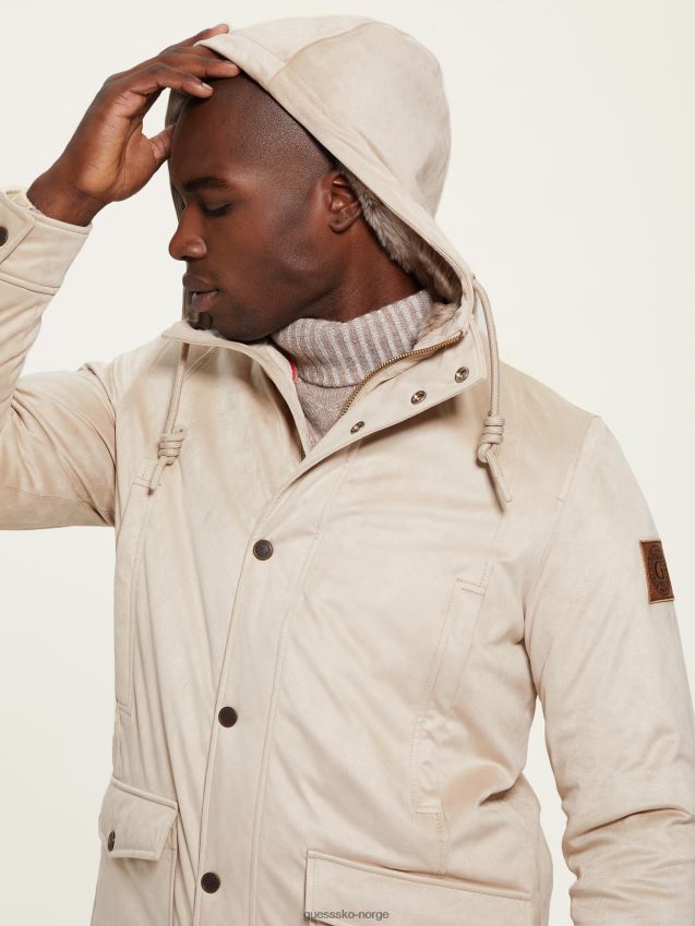 Guess pasadena stein imitert semsket skinn og shearling frakk pasadena stein menn F0LJ8010562