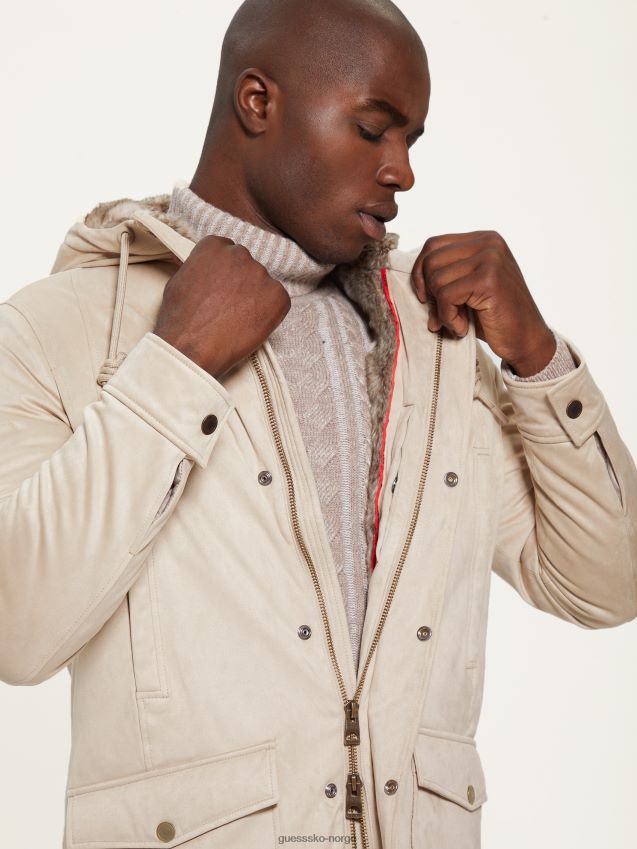 Guess pasadena stein imitert semsket skinn og shearling frakk pasadena stein menn F0LJ8010562