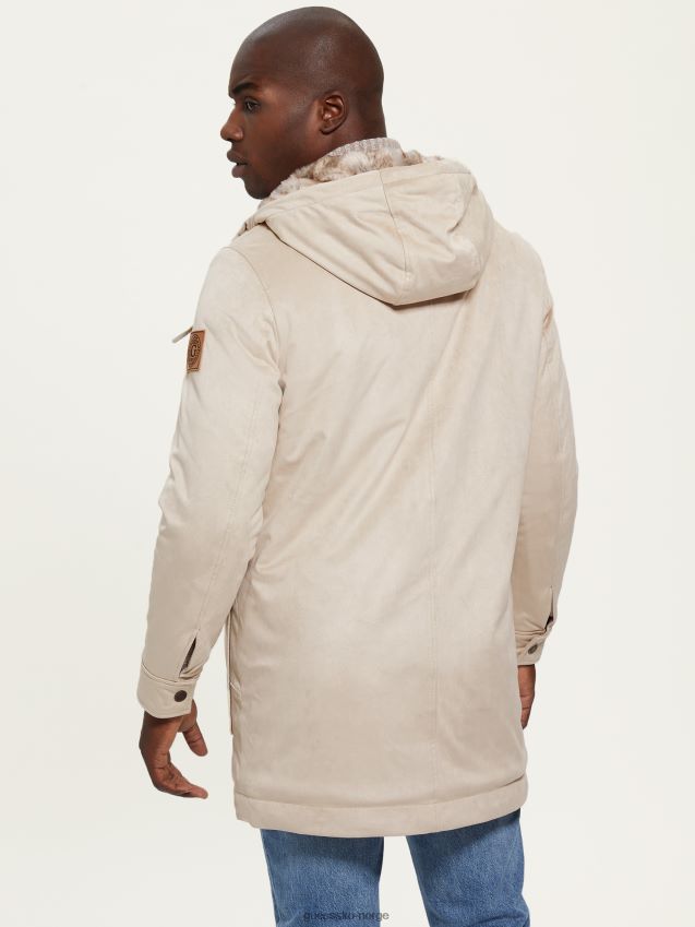 Guess pasadena stein imitert semsket skinn og shearling frakk pasadena stein menn F0LJ8010562