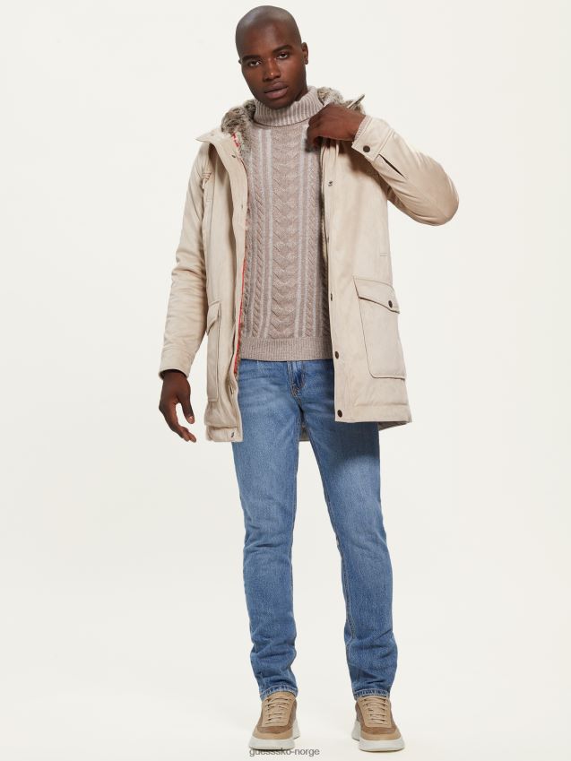 Guess pasadena stein imitert semsket skinn og shearling frakk pasadena stein menn F0LJ8010562