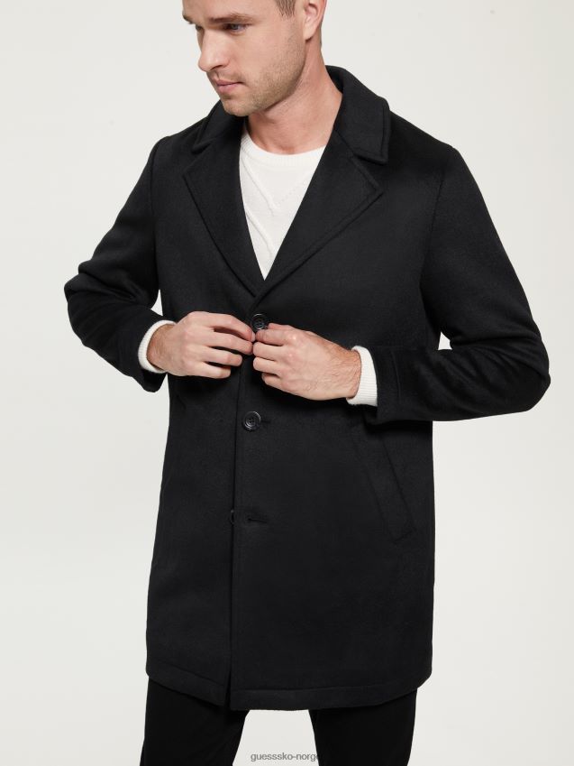 Guess ullblanding dressy kåpe jet black kulsvart menn F0LJ8010635