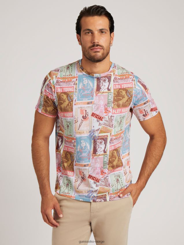 Guess all over print t-skjorte hvit multi hvit multi menn F0LJ80172