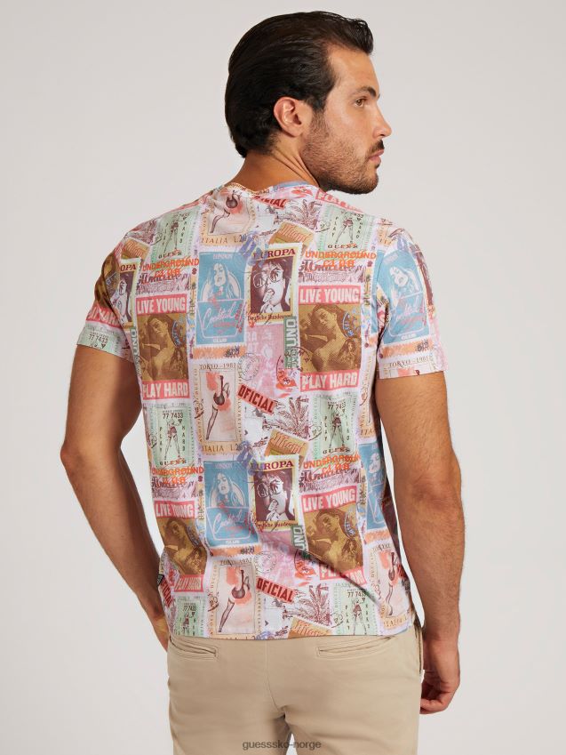 Guess all over print t-skjorte hvit multi hvit multi menn F0LJ80172