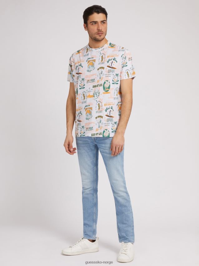 Guess all over print t-skjorte hvit multi ny trend hvit multi menn F0LJ80547