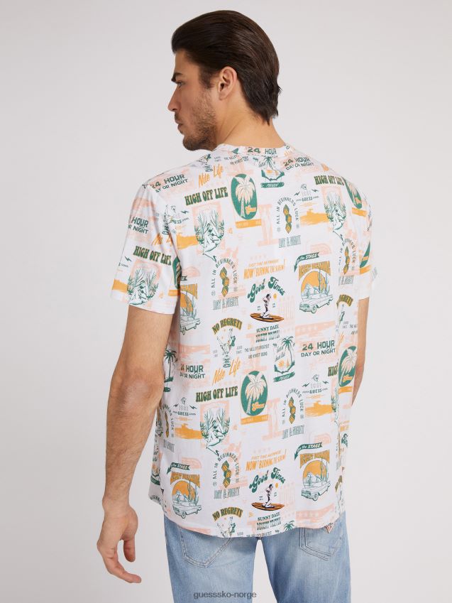 Guess all over print t-skjorte hvit multi ny trend hvit multi menn F0LJ80547