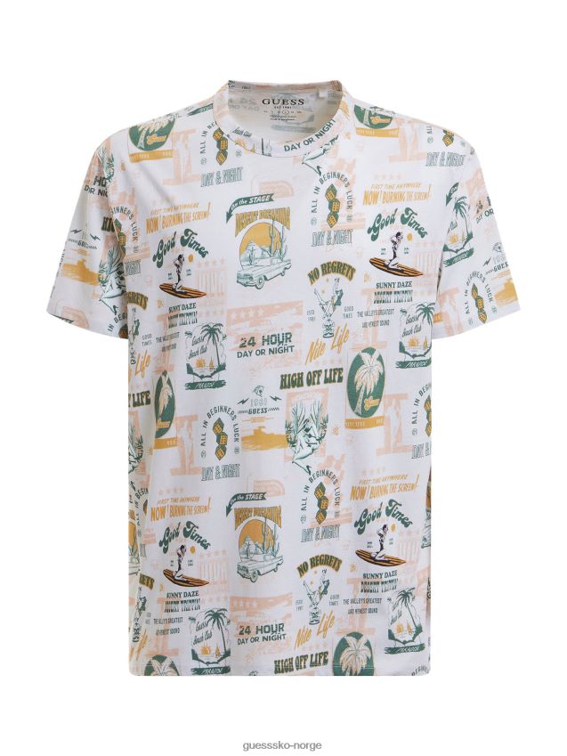 Guess all over print t-skjorte hvit multi ny trend hvit multi menn F0LJ80547