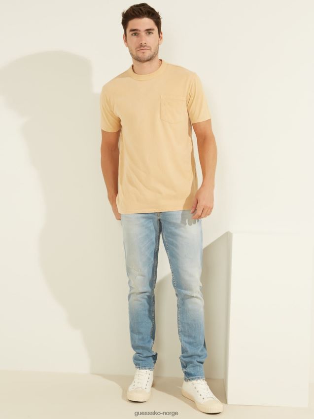 Guess beige t-skjorte foran lomme beige menn F0LJ80412