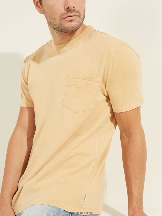 Guess beige t-skjorte foran lomme beige menn F0LJ80412