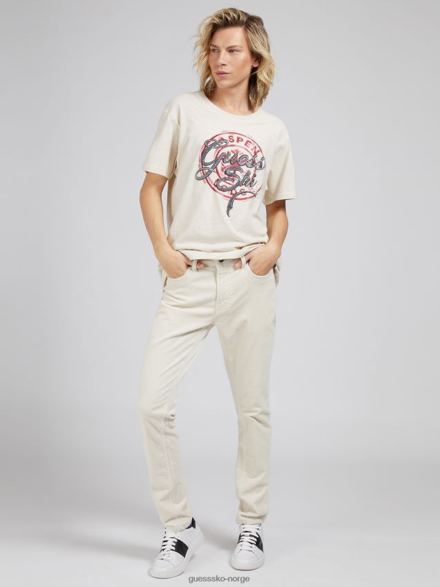 Guess beige t-skjorte med trykk foran beige menn F0LJ801388