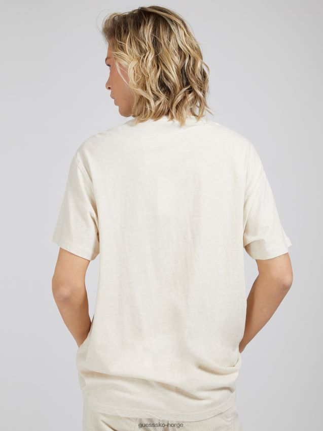 Guess beige t-skjorte med trykk foran beige menn F0LJ801388