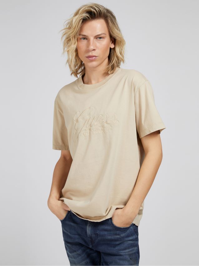 Guess beige ton-i-ton logo t-skjorte beige menn F0LJ801162