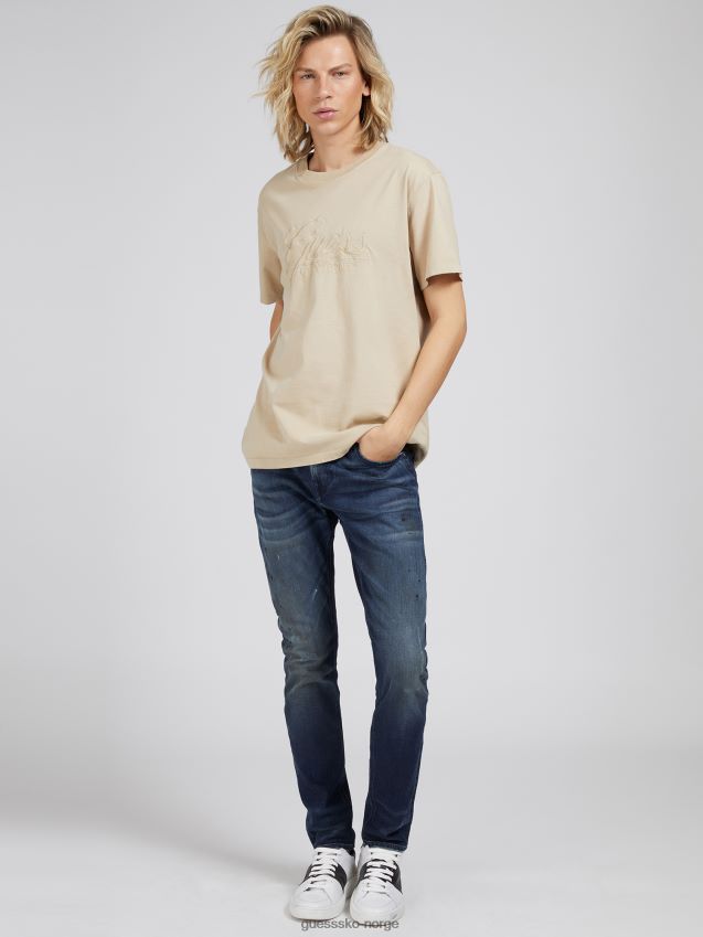 Guess beige ton-i-ton logo t-skjorte beige menn F0LJ801162