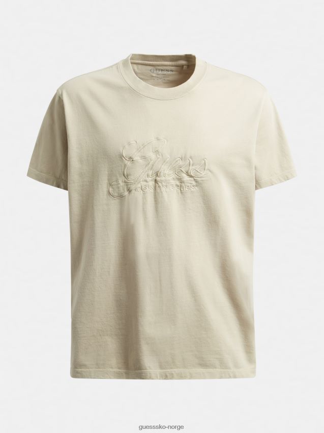 Guess beige ton-i-ton logo t-skjorte beige menn F0LJ801162