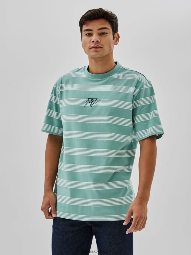 Guess blå stripet t-skjorte blå menn F0LJ801303