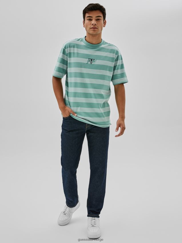 Guess blå stripet t-skjorte blå menn F0LJ801303