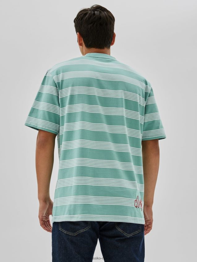 Guess blå stripet t-skjorte blå menn F0LJ801303