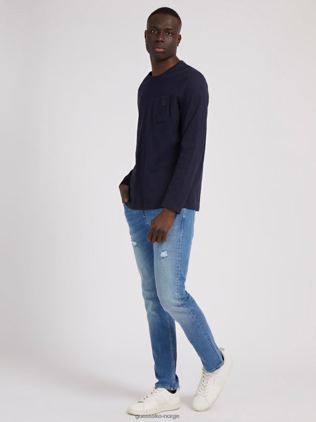 Guess blå t-skjorte foran blå menn F0LJ80163
