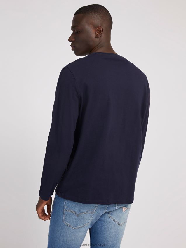 Guess blå t-skjorte foran blå menn F0LJ80163