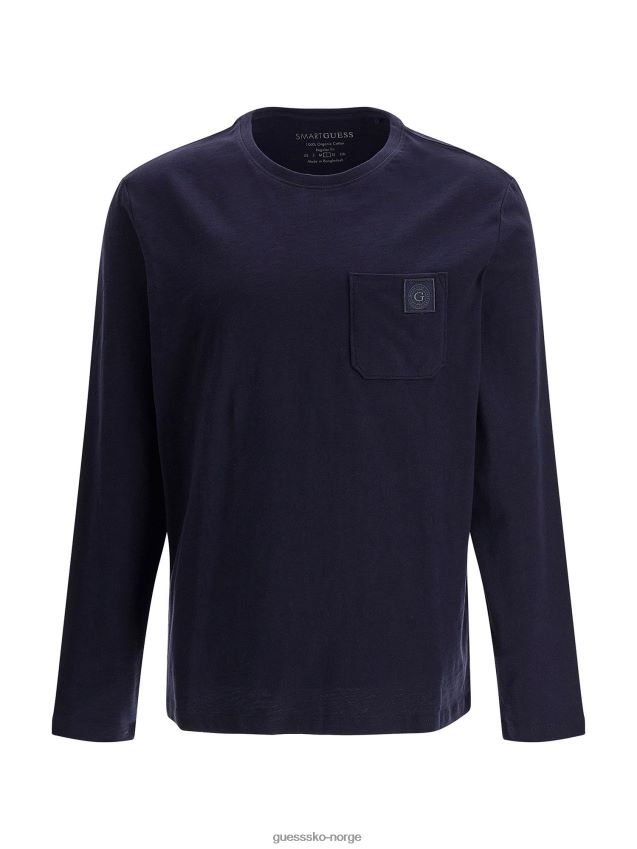 Guess blå t-skjorte foran blå menn F0LJ80163