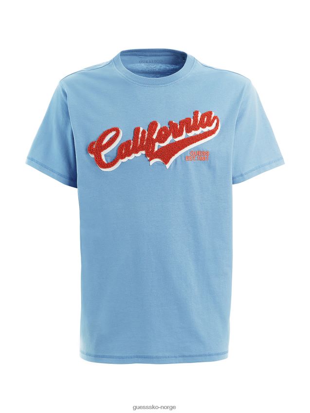 Guess blå t-skjorte med broderi foran blå menn F0LJ80916