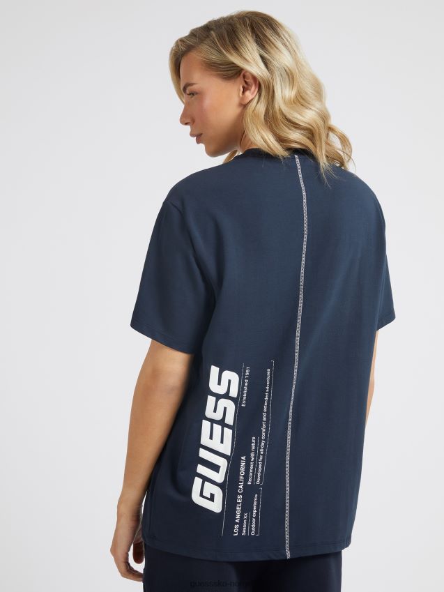 Guess blå t-skjorte med logo blå menn F0LJ80109