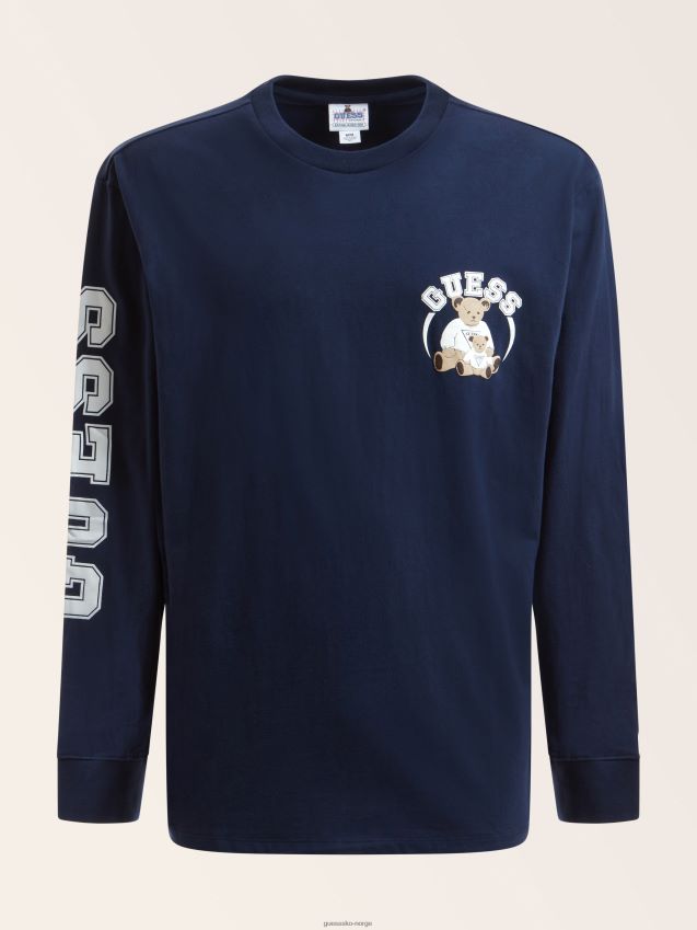 Guess blå t-skjorte med logo foran blå menn F0LJ801399