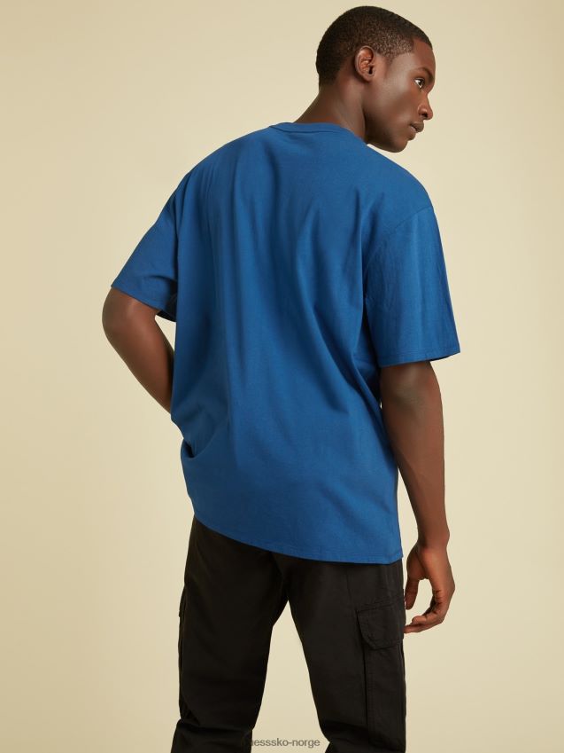 Guess blå t-skjorte med logo foran blå menn F0LJ801440