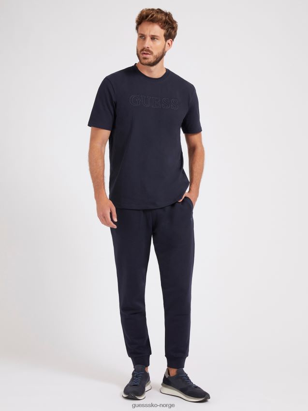 Guess blå t-skjorte med logo foran blå menn F0LJ80787