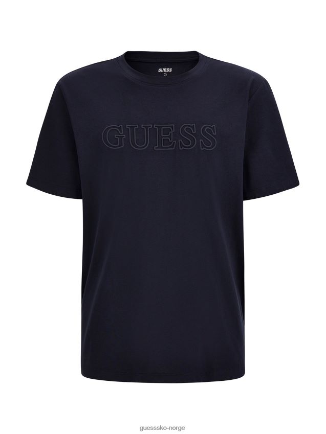Guess blå t-skjorte med logo foran blå menn F0LJ80787