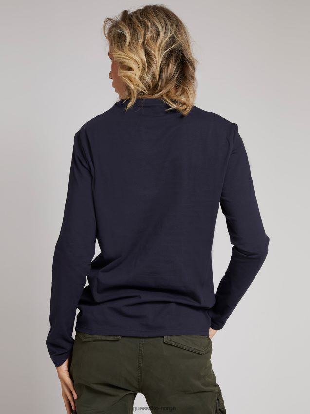 Guess blå t-skjorte med trykk foran blå menn F0LJ801494