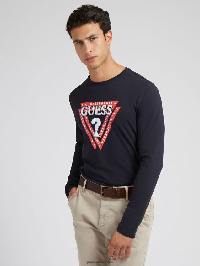 Guess blå trekant logo t-skjorte ny trend blå menn F0LJ80398