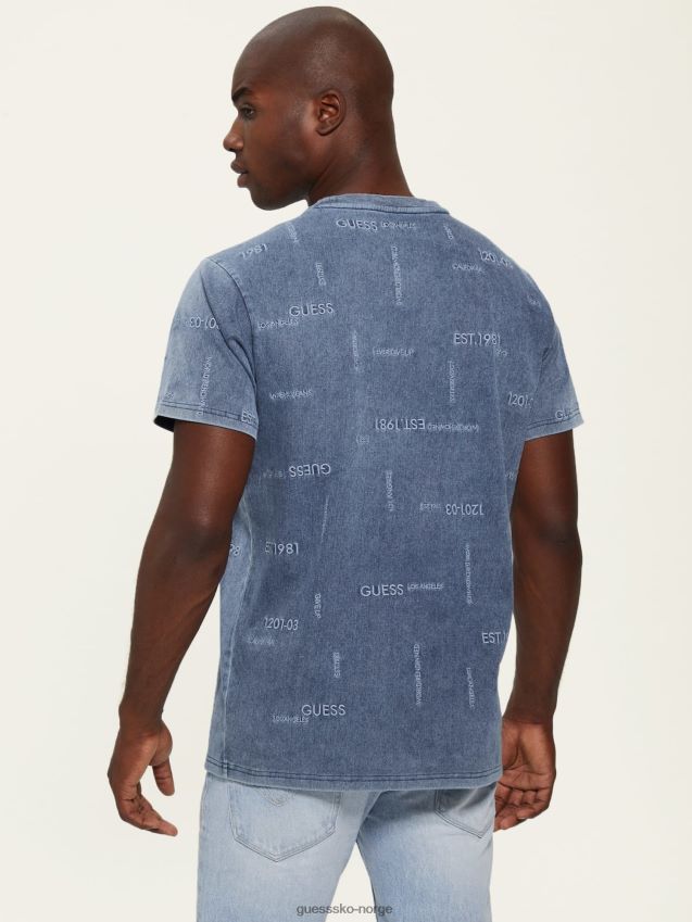 Guess brodert logo t-skjorte blå blå menn F0LJ80339