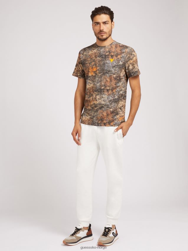 Guess brun t-skjorte med hele trykk brun menn F0LJ8087