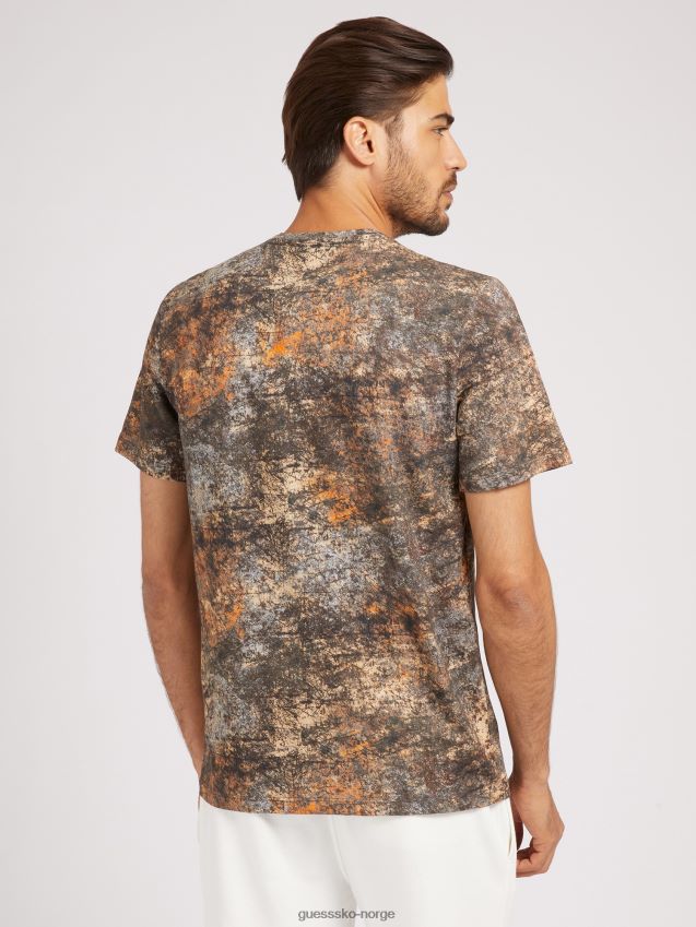 Guess brun t-skjorte med hele trykk brun menn F0LJ8087