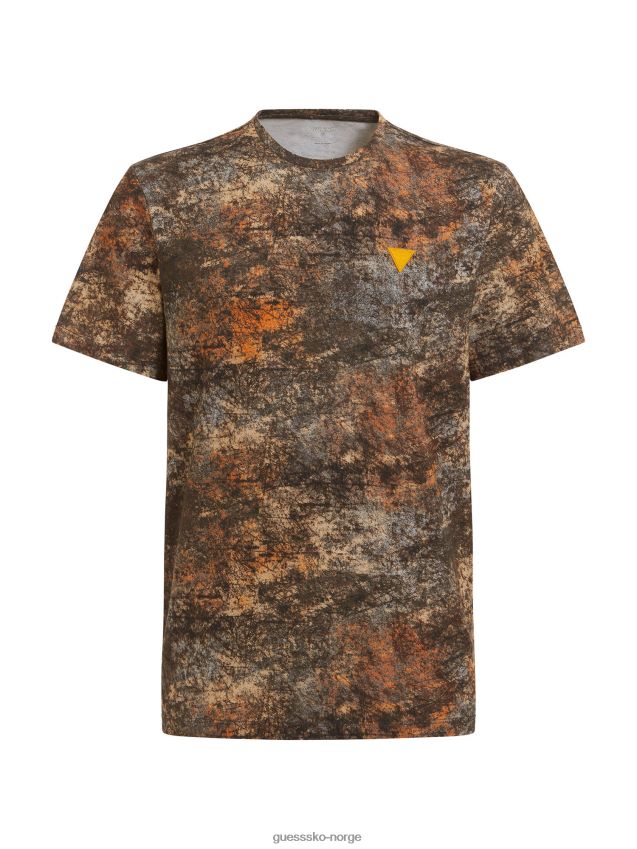 Guess brun t-skjorte med hele trykk brun menn F0LJ8087