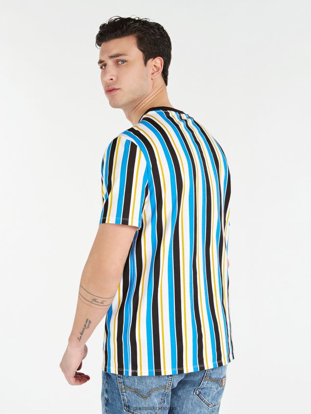 Guess flerfarget mønster stripete t-skjorte flerfarget mønster menn F0LJ801099