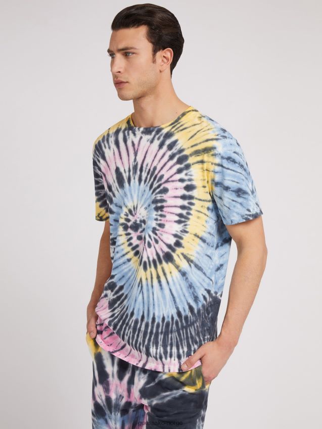 Guess flerfarget mønster tie-dye t-skjorte flerfarget mønster menn F0LJ80301