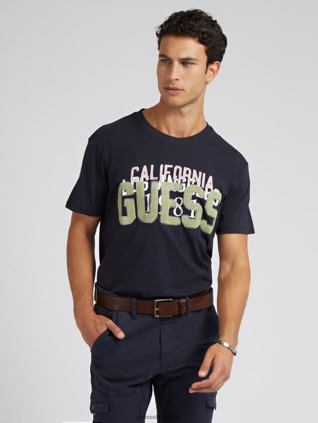 Guess front logo blå t-skjorte ny trend blå menn F0LJ80103