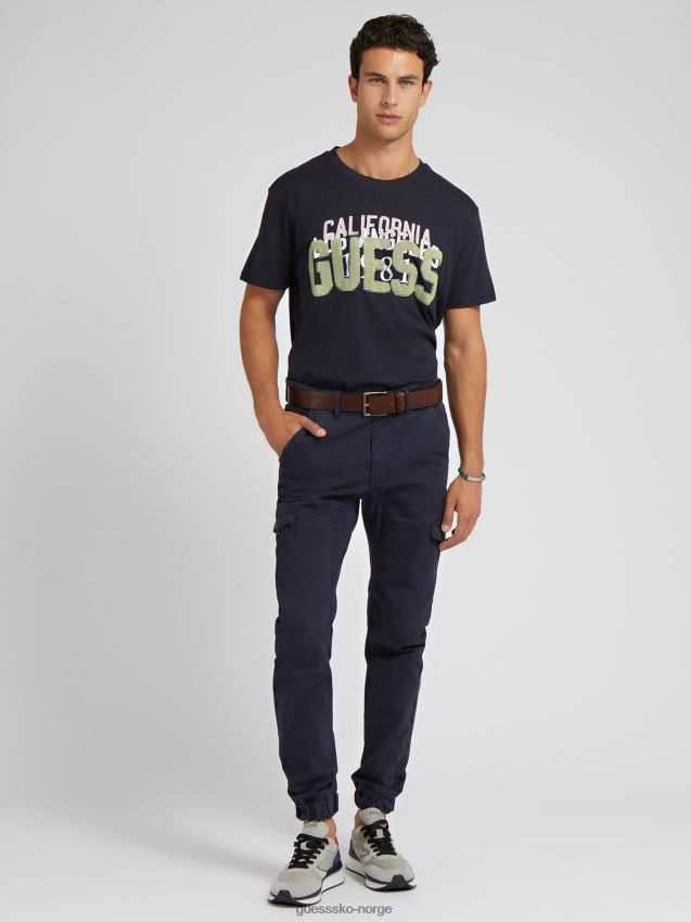 Guess front logo blå t-skjorte ny trend blå menn F0LJ80103