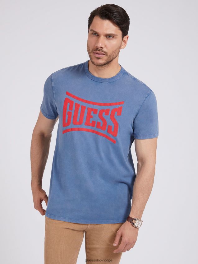 Guess front logo t-skjorte blå ny trend blå menn F0LJ80296