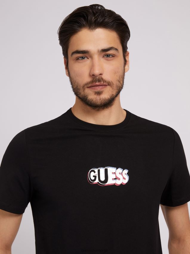 Guess front logo t-skjorte svart ny trend svart menn F0LJ8030