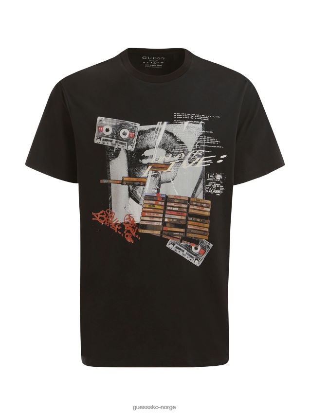 Guess front print t-skjorte svart multi svart multi menn F0LJ80236