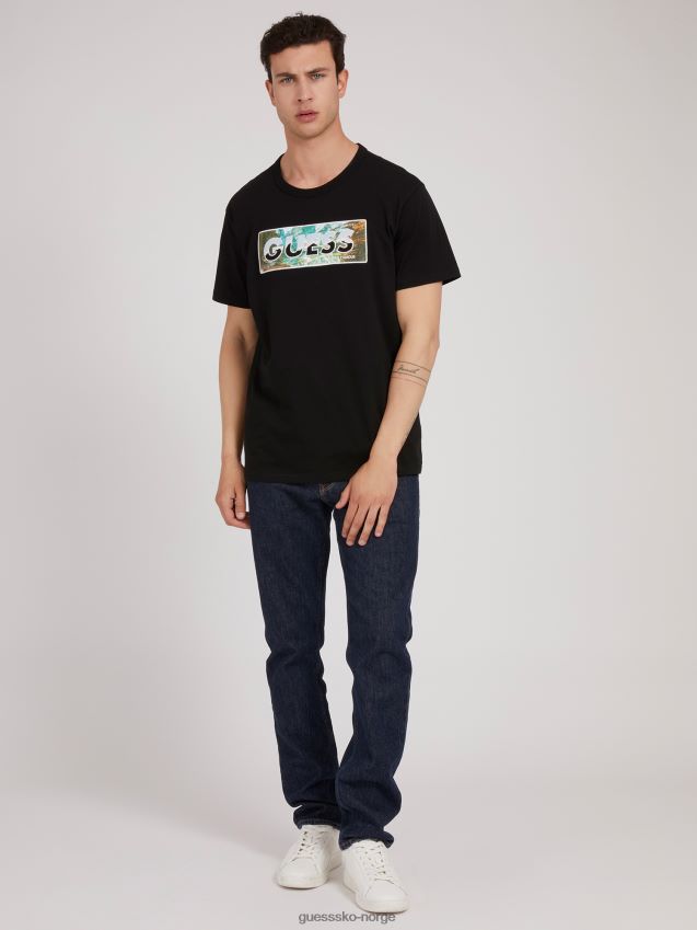 Guess front print t-skjorte svart ny trend svart menn F0LJ801510