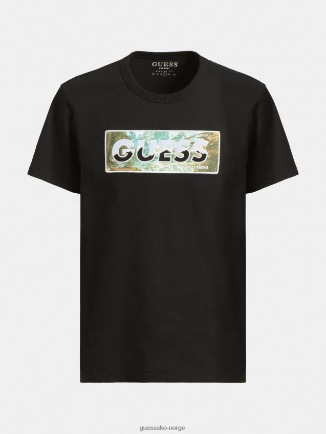 Guess front print t-skjorte svart ny trend svart menn F0LJ801510