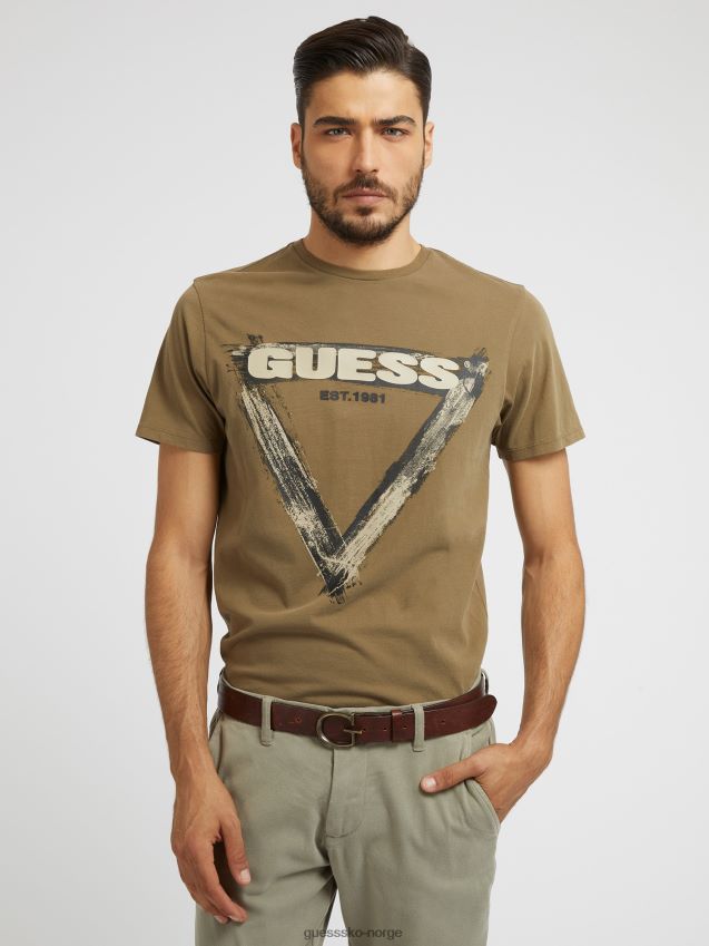Guess grønn trekant logo t-skjorte grønn menn F0LJ80904