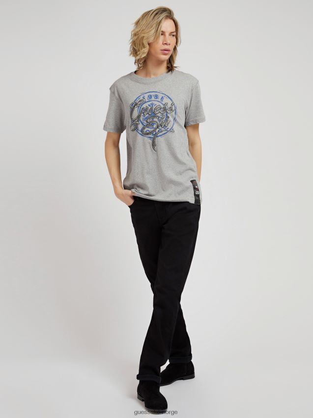 Guess grå t-skjorte med trykk foran grå menn F0LJ801429