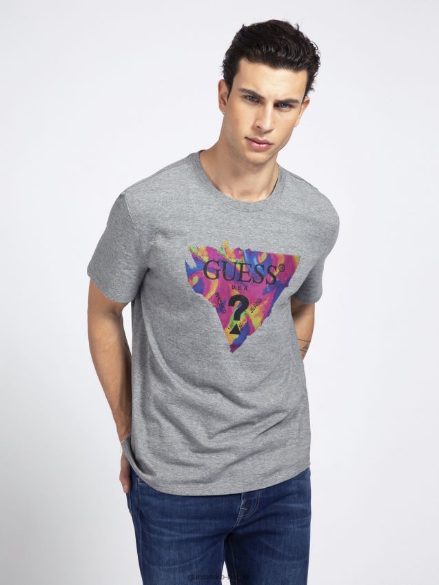 Guess grå trekantet logo t-skjorte grå menn F0LJ801156